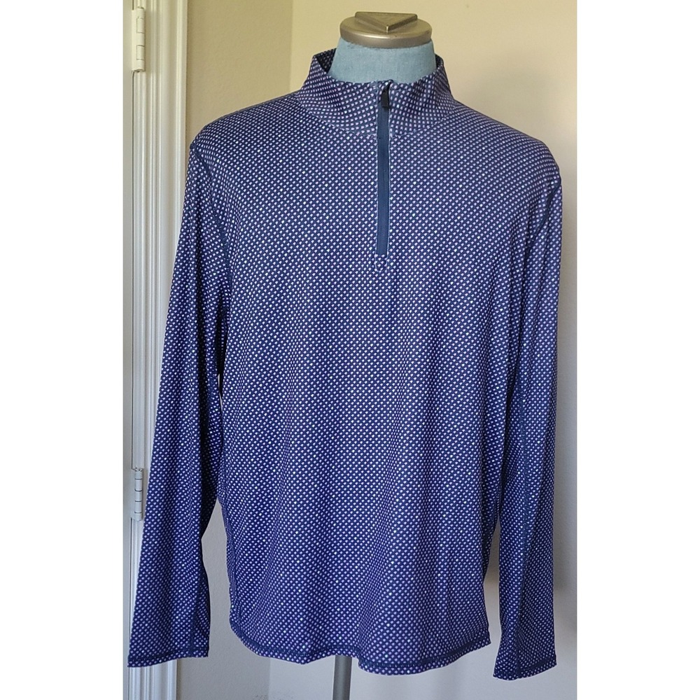 1764 Pullover Men's Quarter Zip Geometric Performance Golf Long Sleeve Sz LARGE